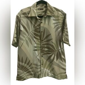 Centro Neutral Color Leaves Print Shirt L GUC